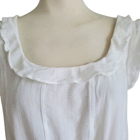 Express Milkmaid Cottagecore Ruffled Sleeveless Peplum Feminine Top 100% Cotton - Picture 3 of 14